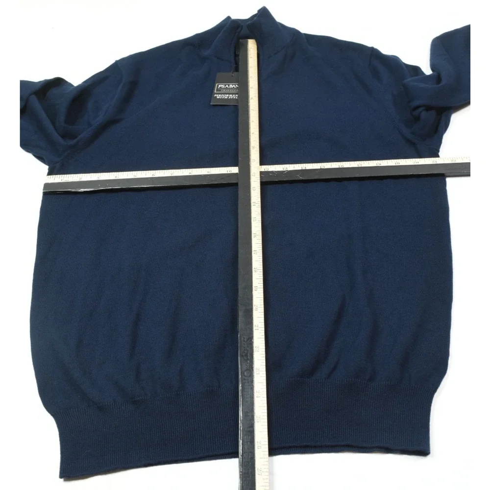 Jos A Bank Traveler Sweater Mens Large Blue Long Sleeve Pima Cotton Pullover